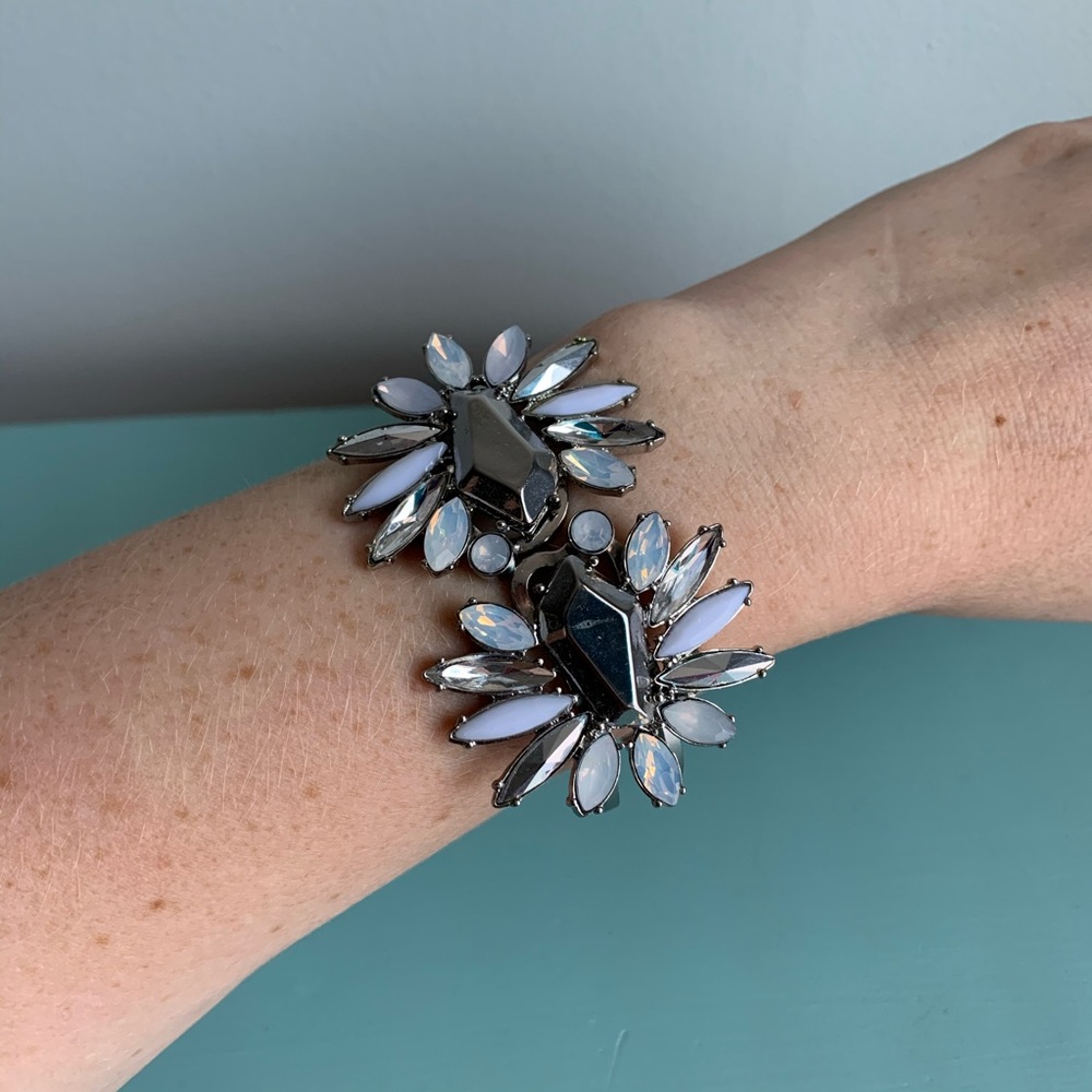 Crystal Silver Hinge Bracelet